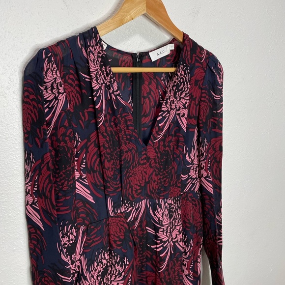 A.L.C Bailey Floral V Neck Midi Dress 2 - Picture 6 of 11